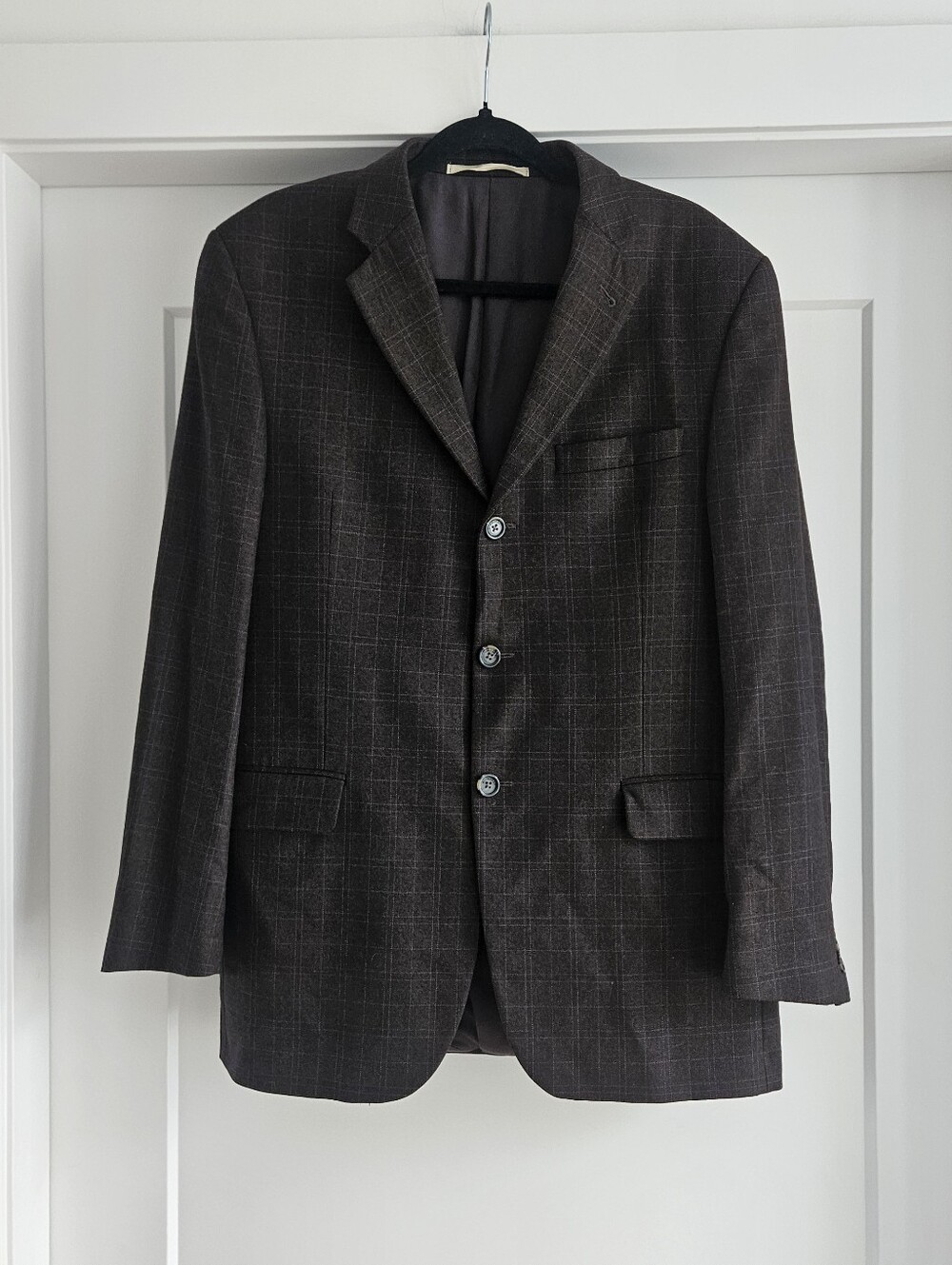 Burberry Brown 100% Wool Windowpane Check Bond Street Blazer Sz 40 REG